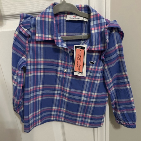 Vineyard Vines Kids Blue Plaid Shirt - Picture 1 of 5